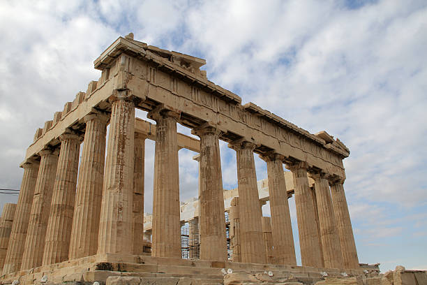 parthenon in akropolis, athen - restavration stock-fotos und bilder