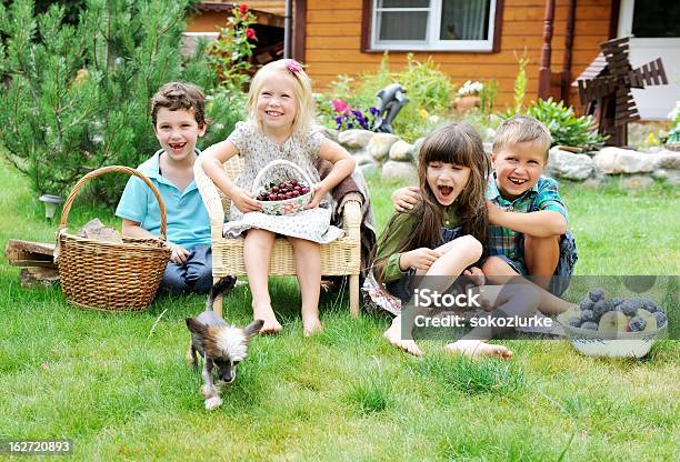 グループでの屋外で遊ぶお子様の公園 - 犬のストックフォトや画像を多数ご用意 - 犬, 興奮, 4人