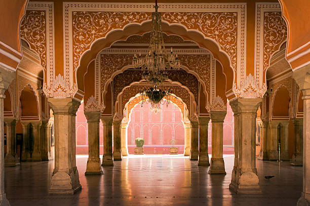 알무데나 홀 자이푸르 궁전, 인도 - palace entrance hall indoors floor 뉴스 사진 이미지