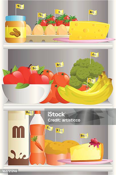 Alimentos No Frigorífico - Arte vetorial de stock e mais imagens de Frigorífico - Frigorífico, Manteiga de Amendoim, Alimentação Não-saudável