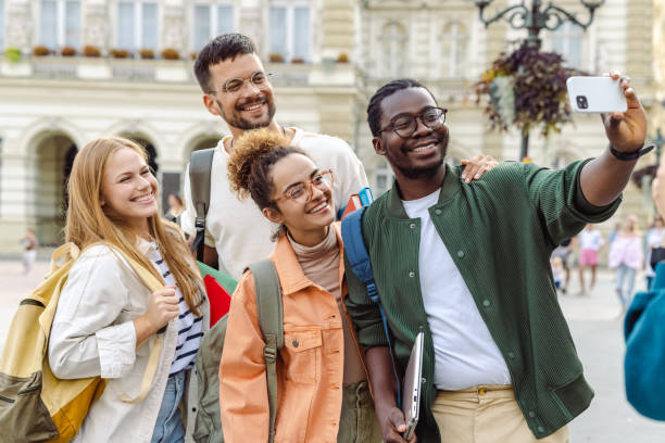 istock Young man is taking a selfie with his University friends 1627213297