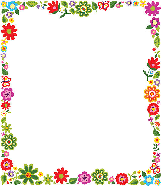 illustrations, cliparts, dessins animés et icônes de cadre avec motif fleuri frontière - parterre de fleurs