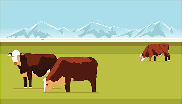 Granja de vacas - ilustración de arte vectorial