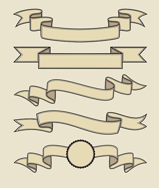 Set of retro ribbons vector art illustration