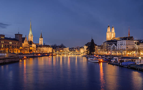 istock Zurich city center viewed from the river by night 162725270