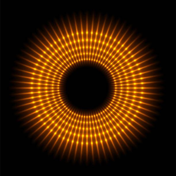 ilustrações de stock, clip art, desenhos animados e ícones de ring of lines with golden glow light effect, fantasy orange neon circle with flash rays - vehicle door flash