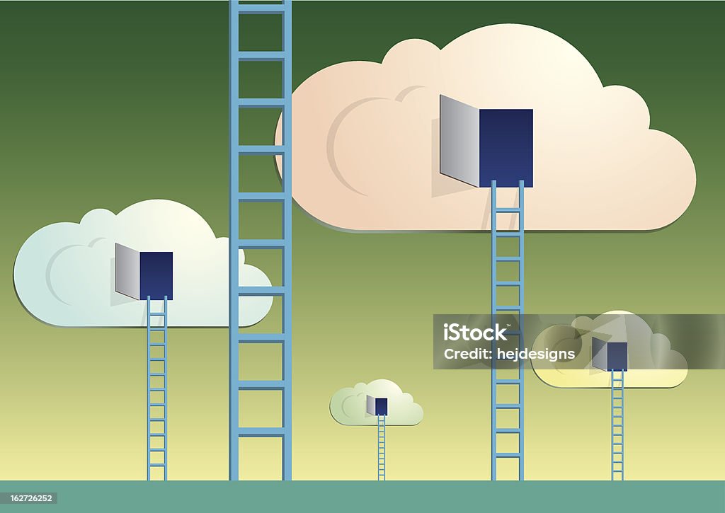 Clouds with ladders This image is a vector illustration and can be scaled to any size without loss of resolution. This image will download as an EPS10 file. You will need a vector editor (such as Adobe Illustrator) to use this file. EPS10 file version contains objects grouped in layers for easy editing and uses simple transparencies such as multiply and overlay. Accessibility stock vector