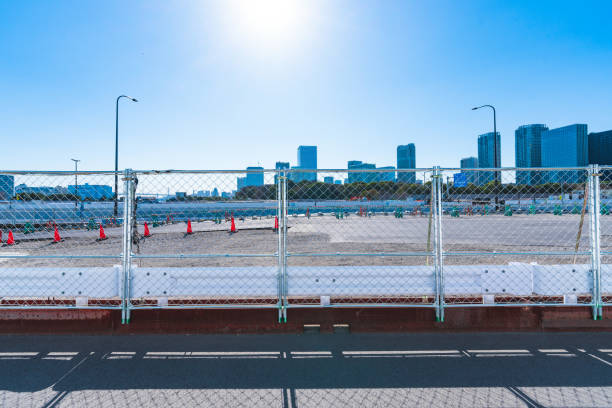 istock Narrow footpath surrounded with Safety Barriers 1627276922