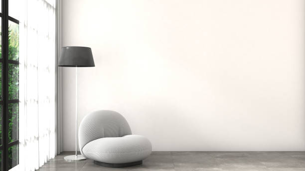 istock Empty in Interior living room design, modern minimalist style. lamp, table. 3D render 1627296268