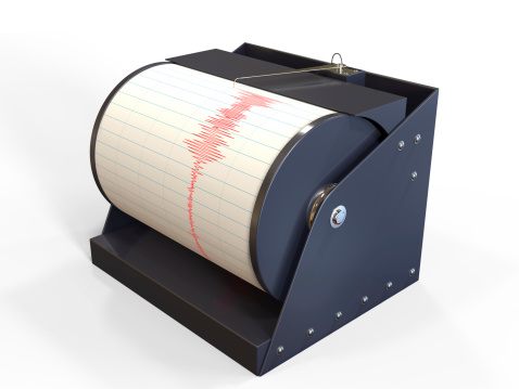 Sismógrafo instrumento terremoto de movimiento durante la grabación tierra photo