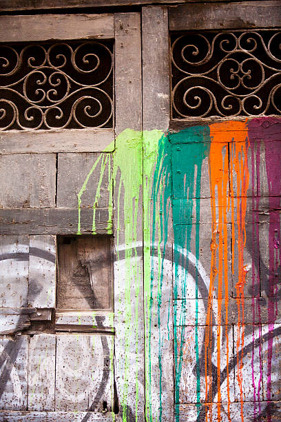 istock Paint and graffiti on an old door 162729905