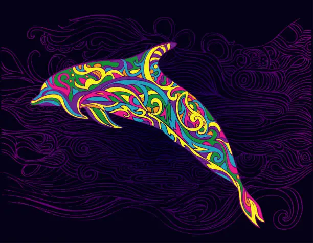 Vector illustration of dolphin flow