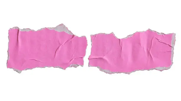 Torn glued pink papers for using as a text box