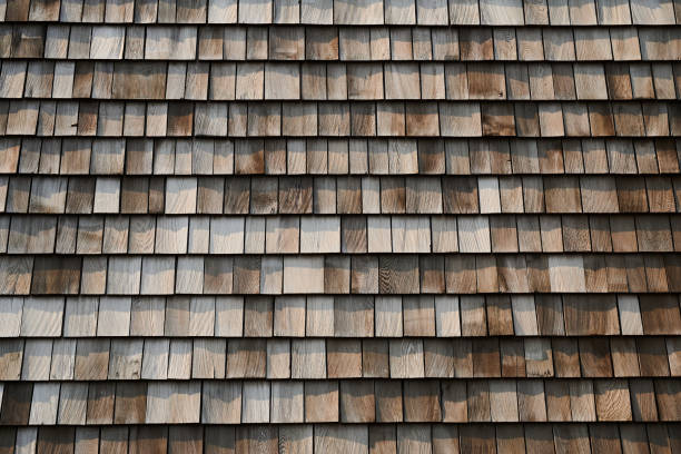 istock Background of the wooden tile roof 1627361575