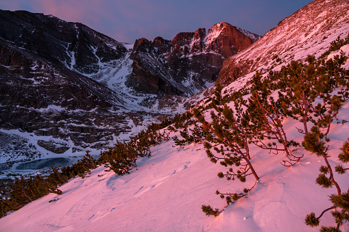 From along the trail to Chasm Lake, in the backcountry of Rocky Mountain National Park.  Estes Park, Colorado