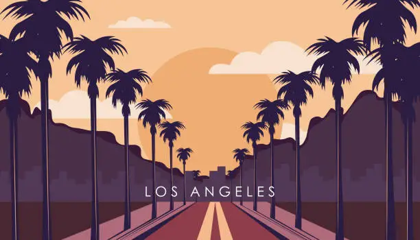 Vector illustration of Los Angeles website, background