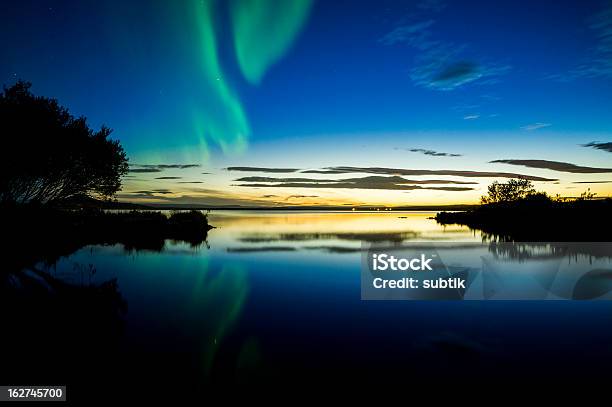 Aurora Boreale In Islanda - Fotografie stock e altre immagini di A forma di stella - A forma di stella, Alba - Crepuscolo, Albero