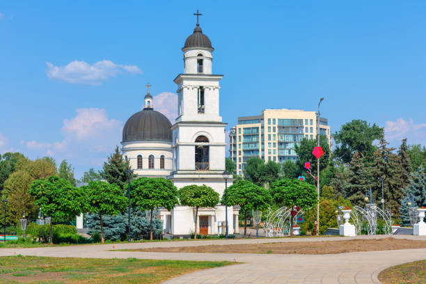 istock Central park cathedral in Chisinau 1627470379