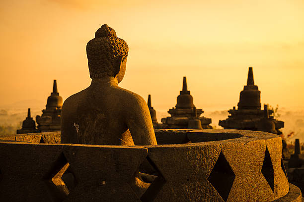 istock Buddha in Borobudur Temple at sunrise. Indonesia. 162748014