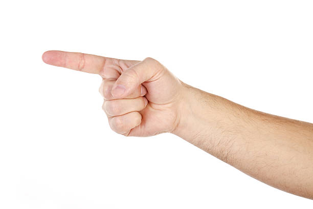 istock Male hand with finger showing left isolated 162749028