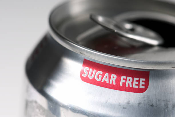 Sugar Free printed on a soda can stock photo