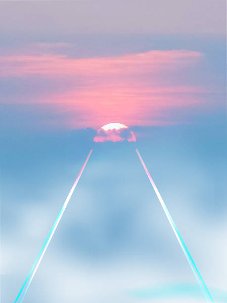 Portal to Heaven - metaverse - sunset, clouds, pink, blue, path to Heaven, glowing, sunrise