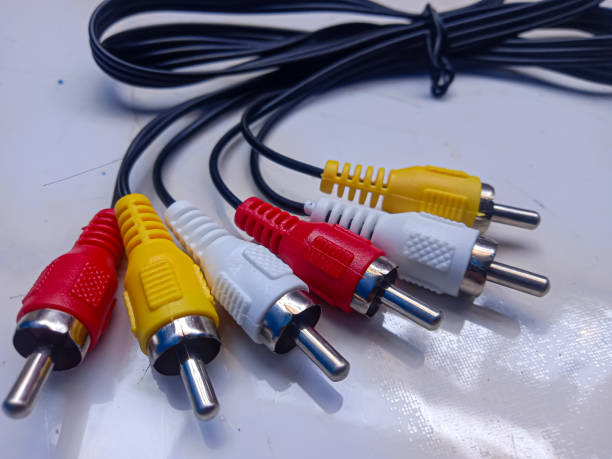 istock RCA cable, audio and video on white background. Yellow,red and white cable 1627566486
