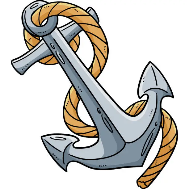 Vector illustration of Sea Anchor Cartoon Colored Clipart Illustration