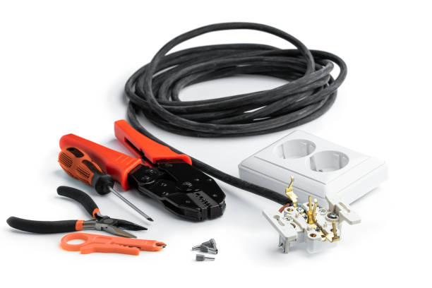 istock High voltage wire hank with European Gang Power Outlet with crimping tool 1627573672