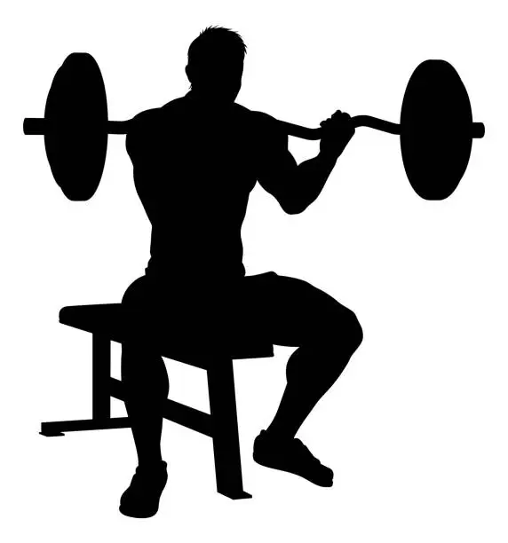 Vector illustration of Weight Lifting Man Weightlifting Silhouette