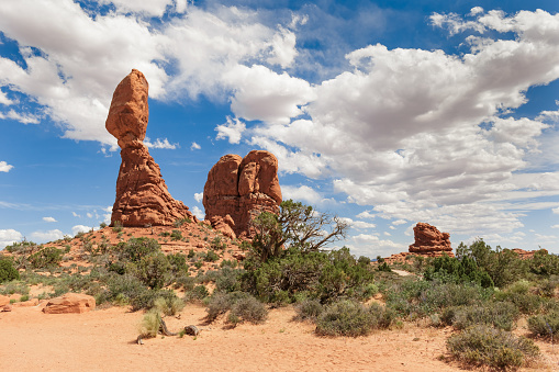 Balanced Rock in Arches National Park in Utah. Landscape Photo in the Summer
