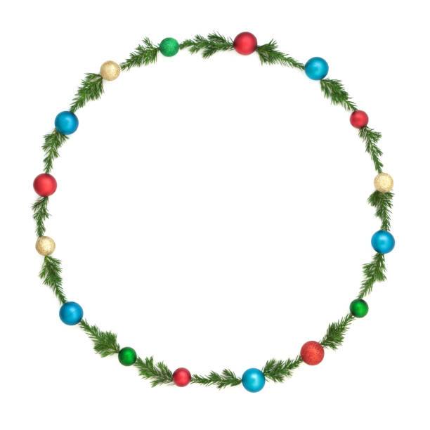 istock Christmas Decorative Fir and Bauble Winter Wreath 1627582150