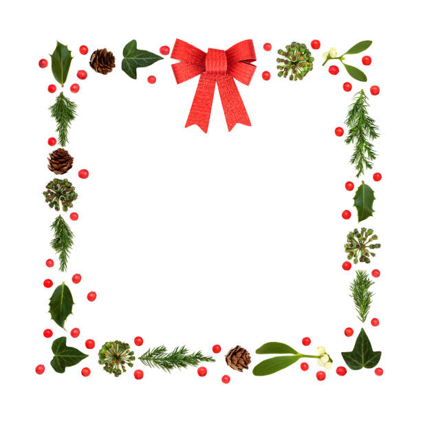 istock Christmas Greenery Red Bow and Winter Holly Berry 1627582177