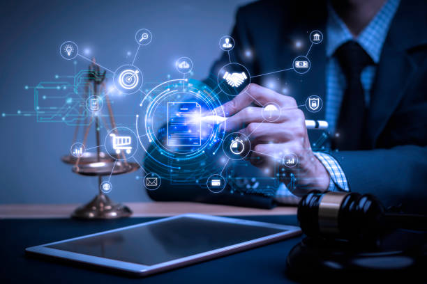 istock Businessman writes signing contract, designs, draws, or sketches projects through a tablet on the office desk. Hand concept stamp of approval on a public notarization certificate document electronic. 1627592309