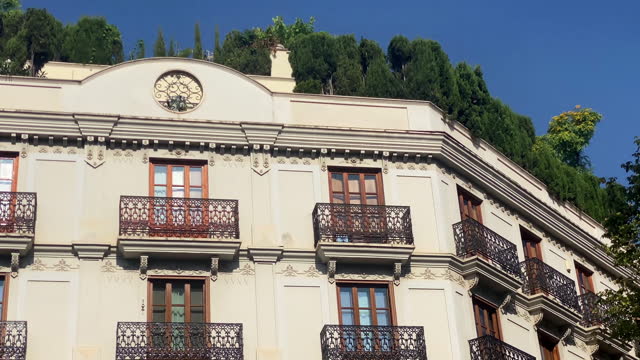 Old-fashioned building with vegetation on its rooftop