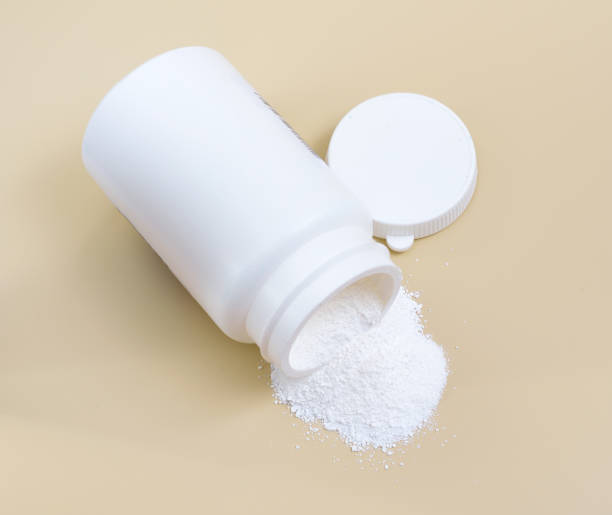 istock Pharmaceutical Arginine L isomer on baige background. 1627630320