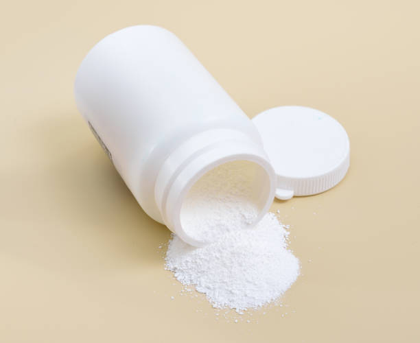 istock Pharmaceutical Arginine L isomer on baige background. 1627640824