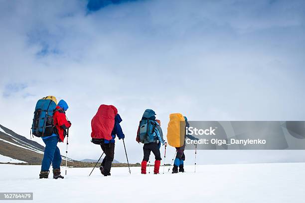 Gruppo Di Escursionisti In Inverno Montagne - Fotografie stock e altre immagini di Abiti pesanti - Abiti pesanti, Adulto, Alpi