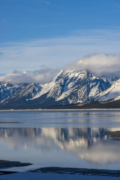 istock Scenic Reflection of the Teton Range in Jackson Lake in Springtime 1627727189