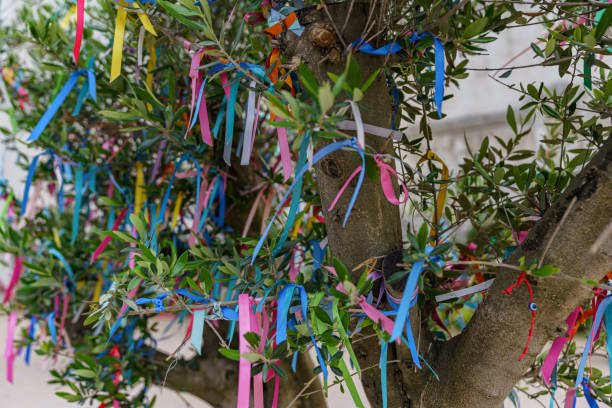 istock A small tree decorated with lots of colorful ribbons. 1627730880
