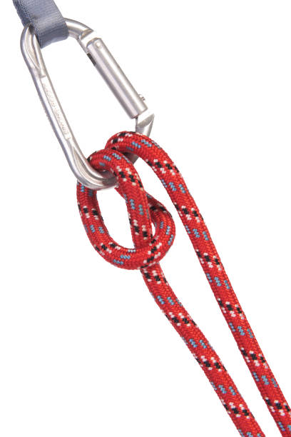 istock a red climbing rope knotted on a carabiner 1627786038