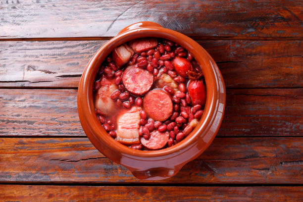 istock brazilian feijoada in ceramic bowl isolated on rustic wooden background. Copy space 1627808489