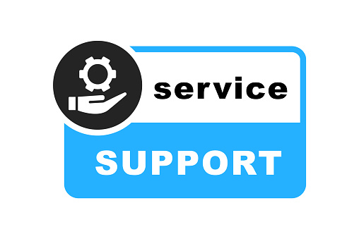 Support Service badge. Help chat, customer service, hotline and call center. Vector icon.