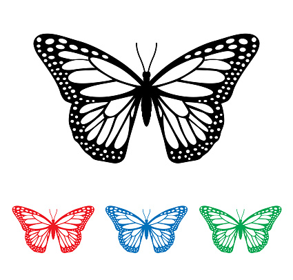 A set of four butterflies icons.