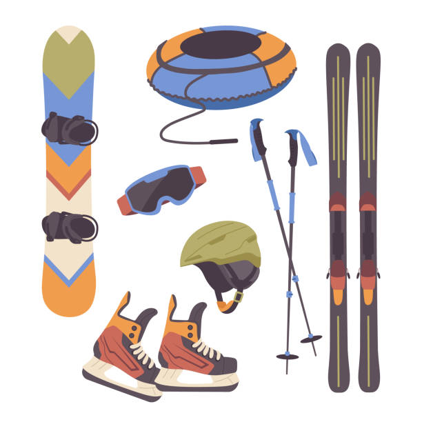 istock Extreme sport equipment for wintertime recreational activity isolated set on white background 1627869830