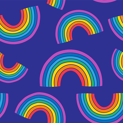 Rainbows pattern on a dark blue