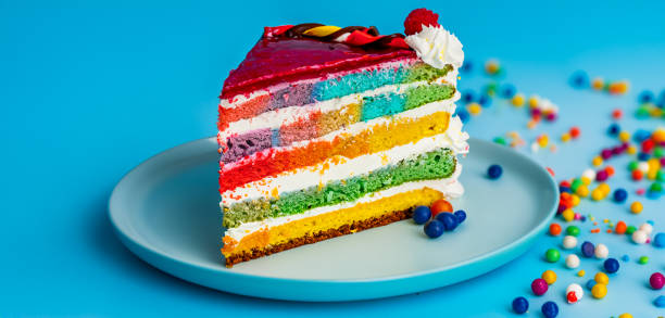 istock Colorful multicolored cake with icing and candies 1627910871