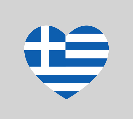 love Greece symbol, heart shape greek flag icon, simple vector illustration