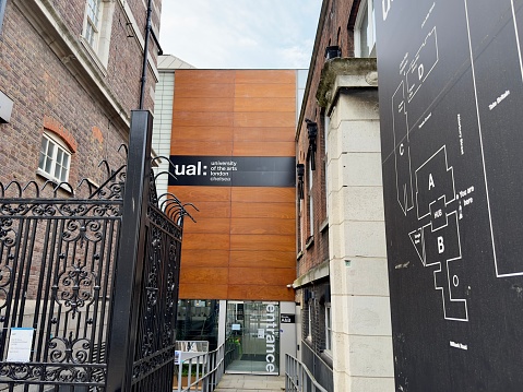 London, UK - June 18, 2023: The entrance to UAL University of the Arts Chelsea in Pimlico, London, UK.