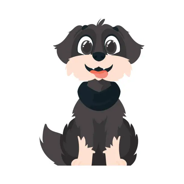 Vector illustration of Entertainingbeat dim pooch. Grinning canine. Cartoon style, Vector Illustration